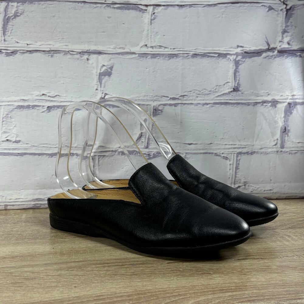 Dansko Lexie Black Leather Slip On Mules Women's 37 US 6.5-7 Flats Comfort Shoes